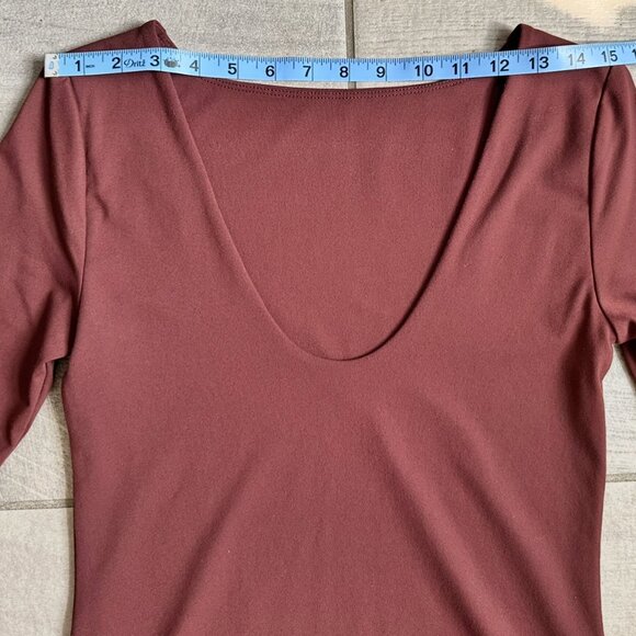 NWOT Nuuds Open Back Bodysuit Medium Black Cherry Slimming Bodycon Holiday Top - Picture 6 of 10